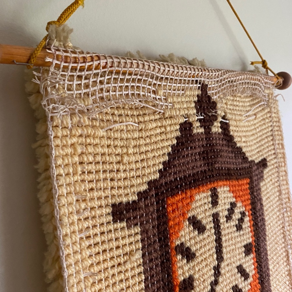 Vintage Grandfather Clock Latch Hook Rug Wall Hanging - Picture 6 of 6